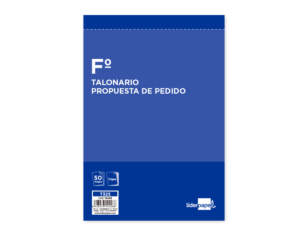 TALONARIO LIDERPAPEL PEDIDOS FOLIO ORIGINAL Y 2 COPIAS T325