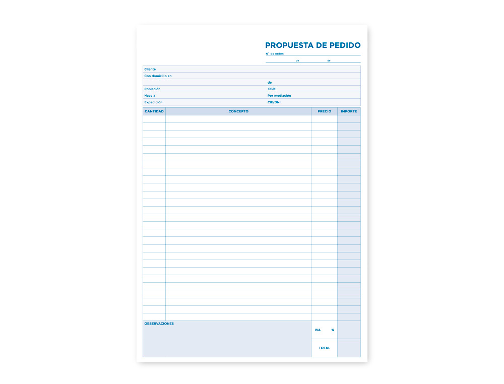 TALONARIO LIDERPAPEL PEDIDOS FOLIO ORIGINAL Y 2 COPIAS T325