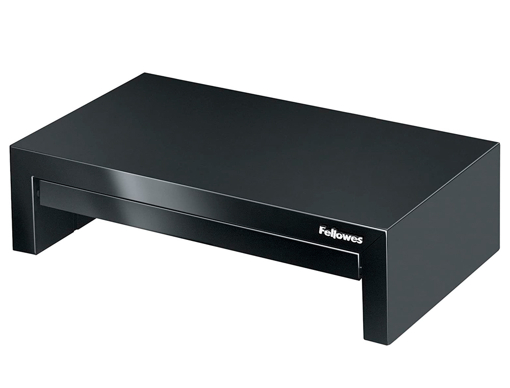 SOPORTE FELLOWES PARA MONITOR DESIGNER SUITES AJUSTABLE 3 ALTURAS CON BANDEJA NEGRO 406X111X244 MM HASTA 18 KG
