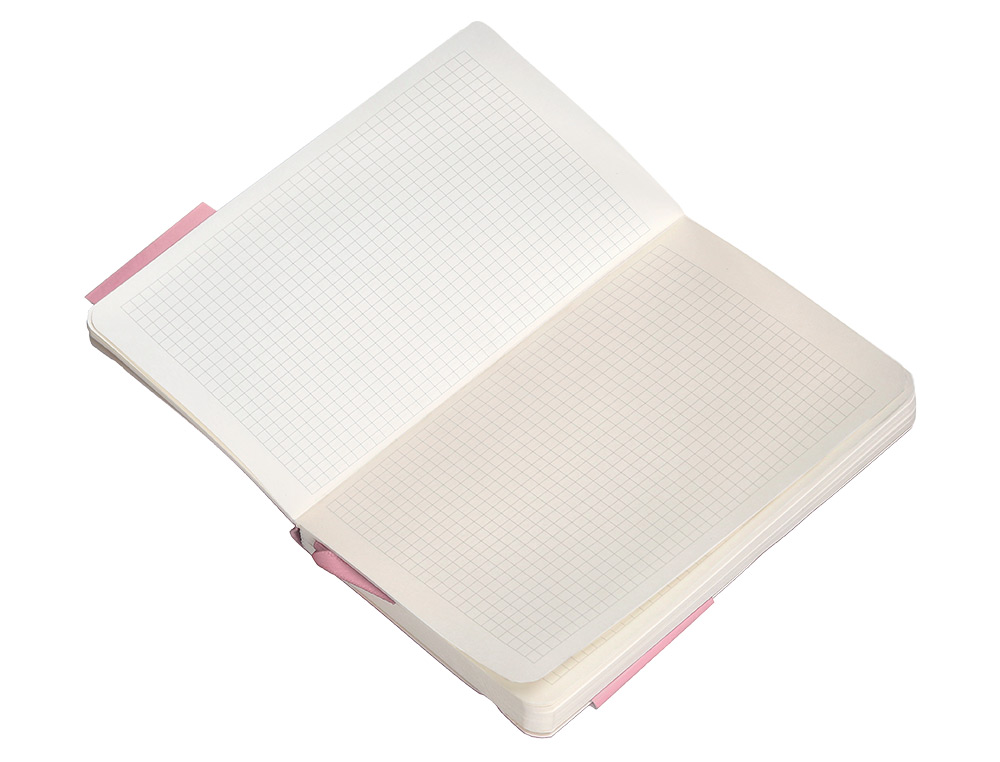 CUADERNO CON GOMILLA ANTARTIK NOTES TAPA BLANDA A6 CUADRICULA ROSA PASTEL 100 HOJAS 80 GR FSC