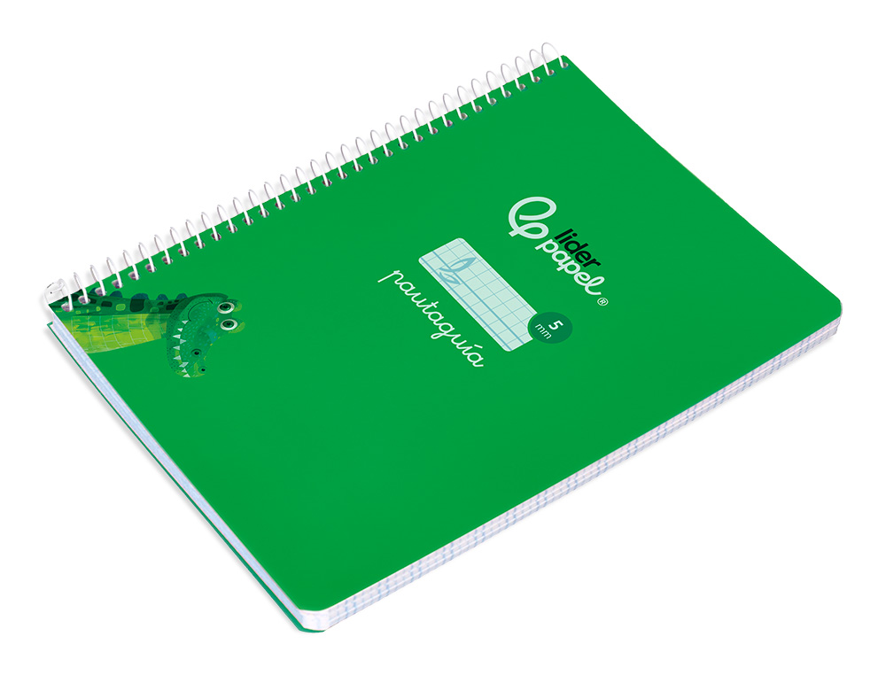CUADERNO ESPIRAL LIDERPAPEL DIN A5 PAUTAGUIA TAPA BLANDA 40 H 75 GR CUADRO PAUTADO 5MM COLOR VERDE