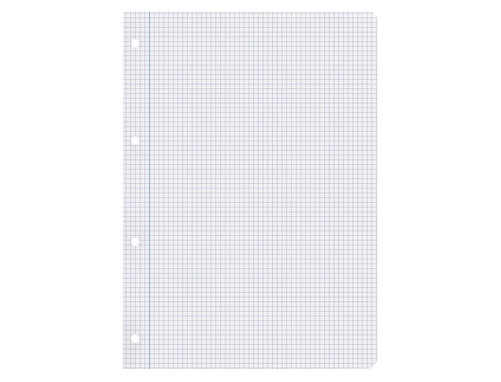RECAMBIO LIDERPAPEL A4 100 HOJAS 75GR CUADRO 4MM CON MARGEN 4 TALADROS