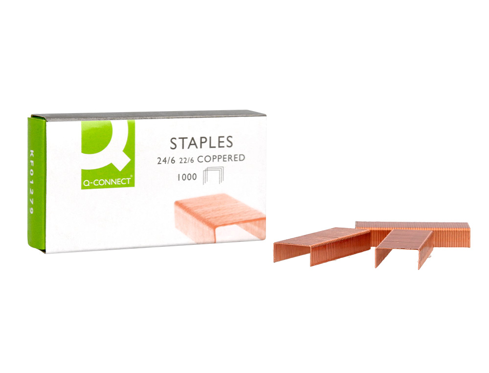 GRAPAS Q-CONNECT Nº 22/6 24/6 COBREADAS CAJA DE 1000 UNIDADES