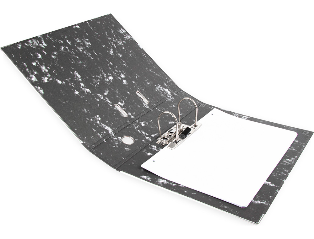 ARCHIVADOR DE PALANCA LIDERPAPEL CARTON FORRADO DIN A4 JASPEADO NEGRO SIN CAJA-CON RADO MECANISMO 75MM