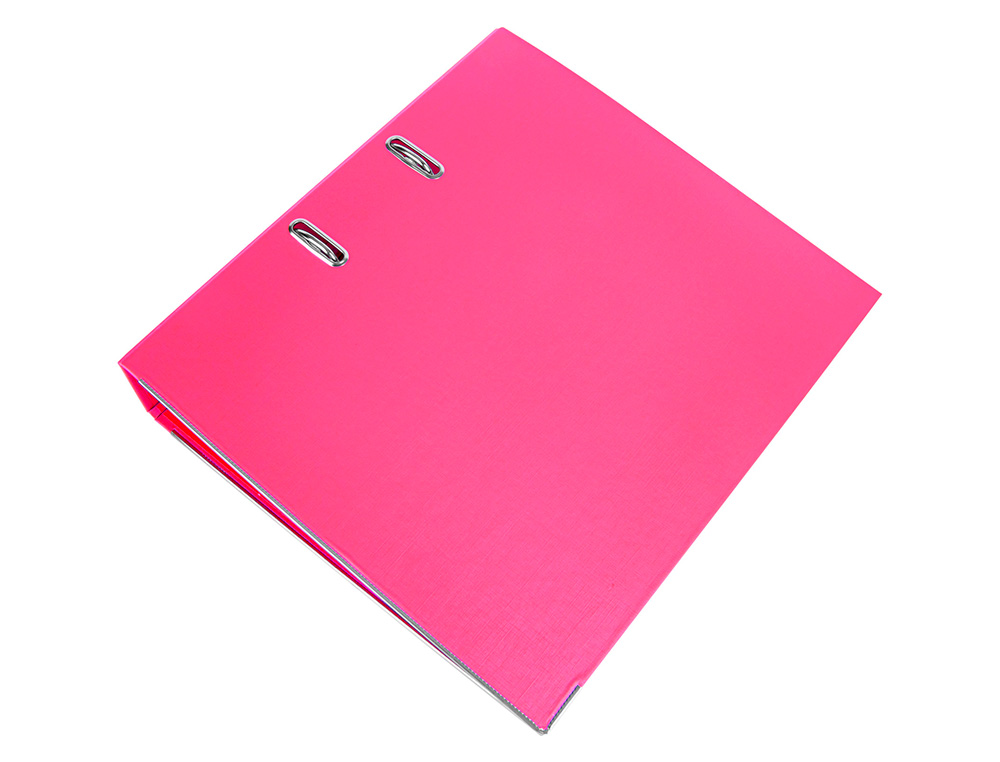 ARCHIVADOR DE PALANCA LIDERPAPEL A4 DOCUMENTA FORRADO PVC CON RADO LOMO 75 MM ROSA COMPRESOR METALICO