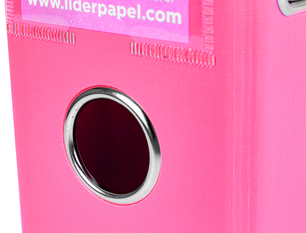 ARCHIVADOR DE PALANCA LIDERPAPEL A4 DOCUMENTA FORRADO PVC CON RADO LOMO 75 MM ROSA COMPRESOR METALICO