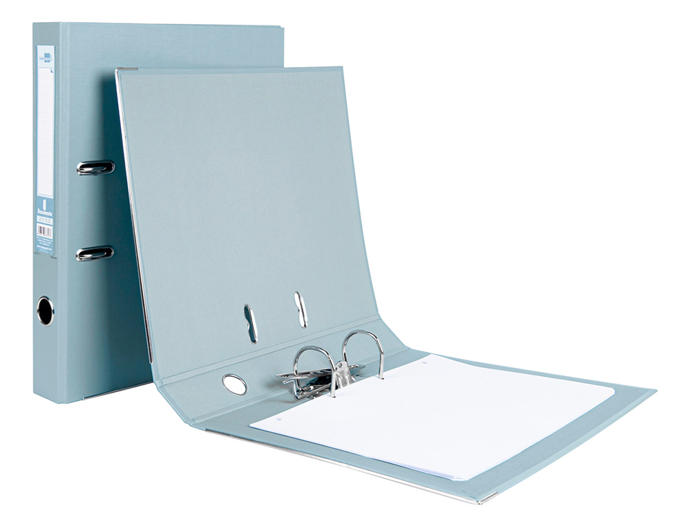 ARCHIVADOR DE PALANCA LIDERPAPEL FOLIO DOCUMENTA FORRADO PVC CON RADO LOMO 52 MM GRIS COMPRESOR METALICO