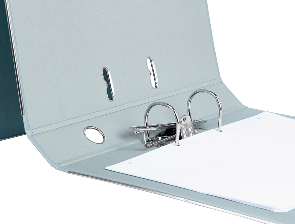 ARCHIVADOR DE PALANCA LIDERPAPEL FOLIO DOCUMENTA FORRADO PVC CON RADO LOMO 52 MM GRIS COMPRESOR METALICO