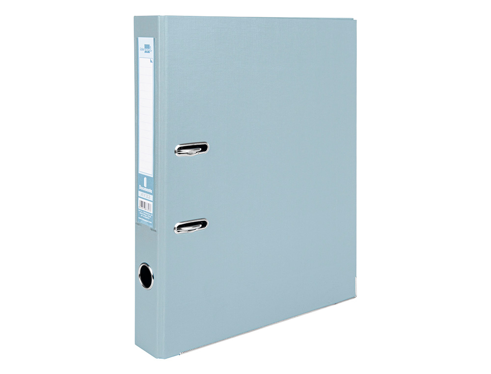 ARCHIVADOR DE PALANCA LIDERPAPEL FOLIO DOCUMENTA FORRADO PVC CON RADO LOMO 52 MM GRIS COMPRESOR METALICO