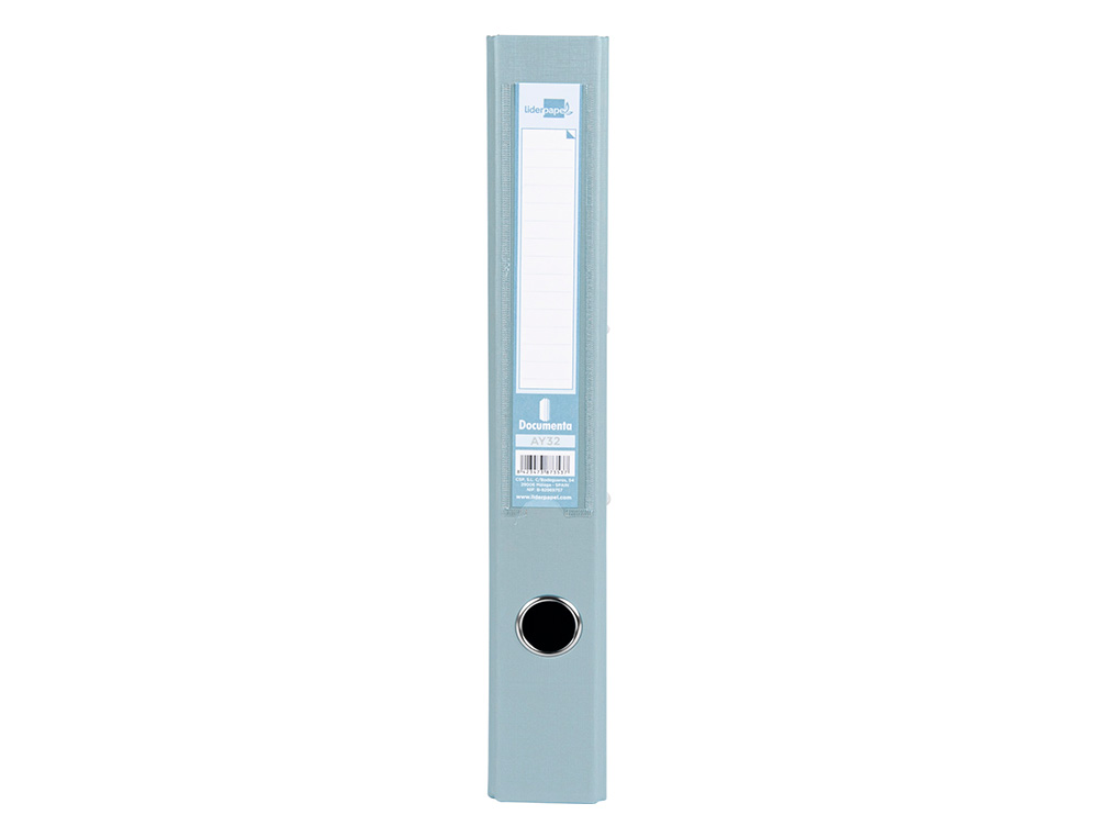 ARCHIVADOR DE PALANCA LIDERPAPEL FOLIO DOCUMENTA FORRADO PVC CON RADO LOMO 52 MM GRIS COMPRESOR METALICO