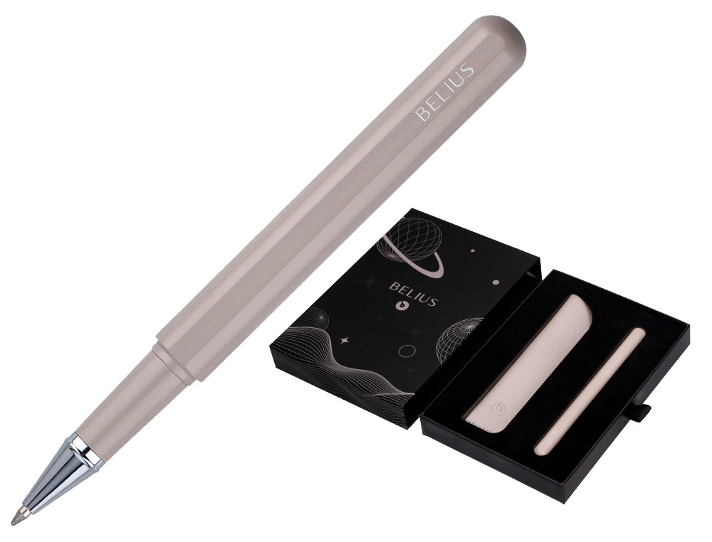 ROLLER Y FUNDA DE SIMILPIEL BELIUS SPACE B COLOR MINIMALISTA GRIS TINTA AZUL CAJA DE DISEO